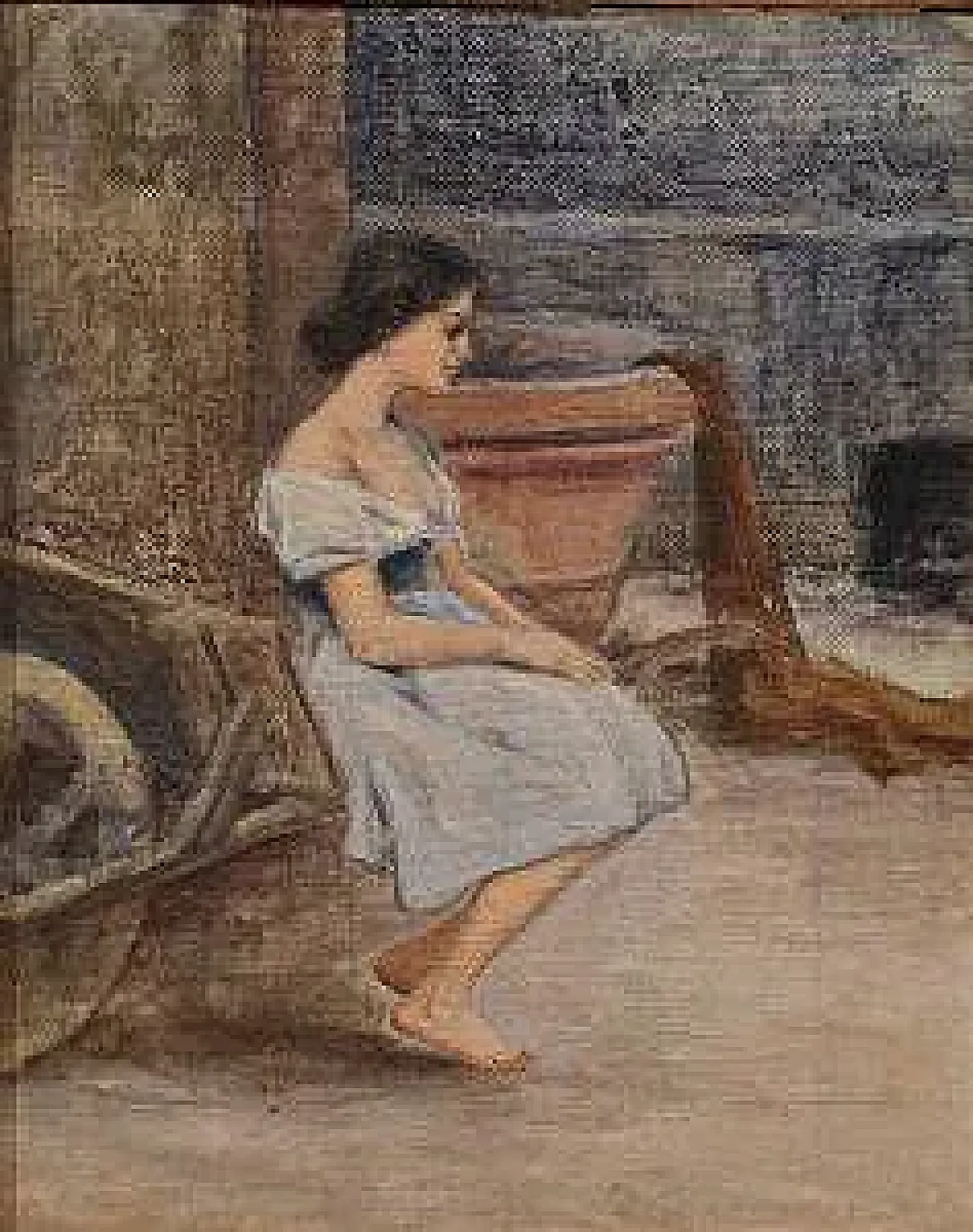 Giovane donna seduta con carriola di Adolfo Tommasi, '800 4