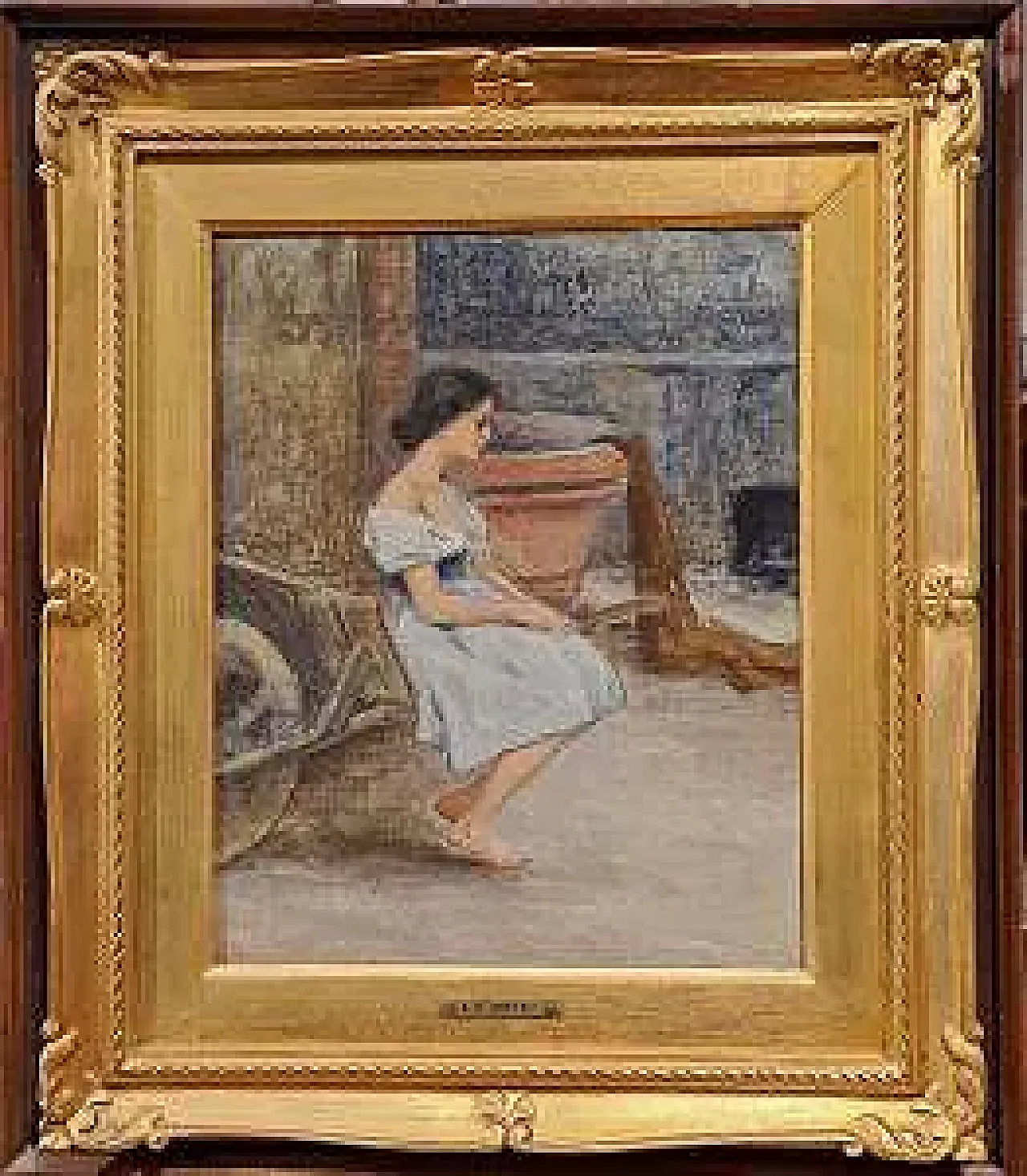 Giovane donna seduta con carriola di Adolfo Tommasi, '800 5