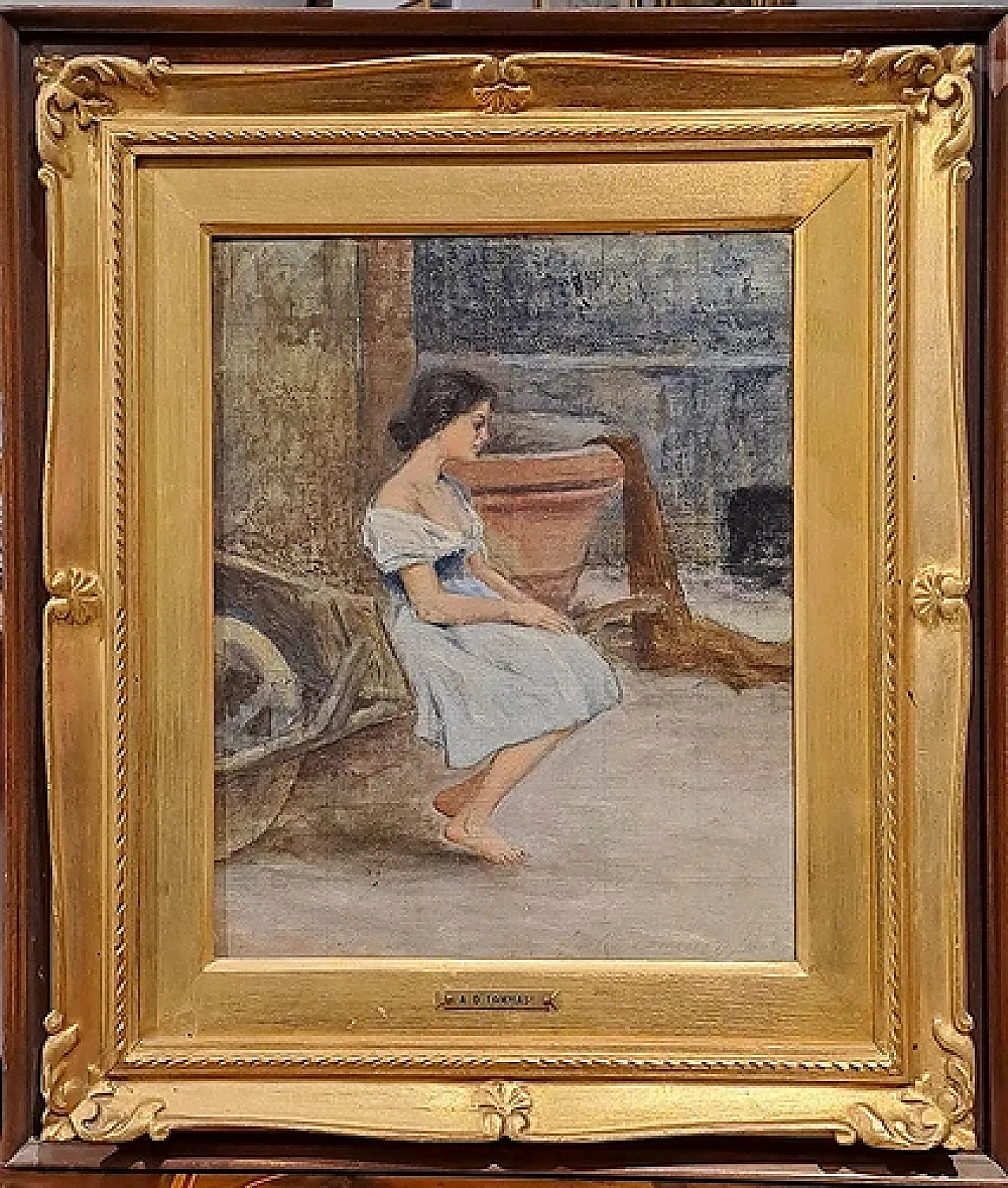 Giovane donna seduta con carriola di Adolfo Tommasi, '800 6