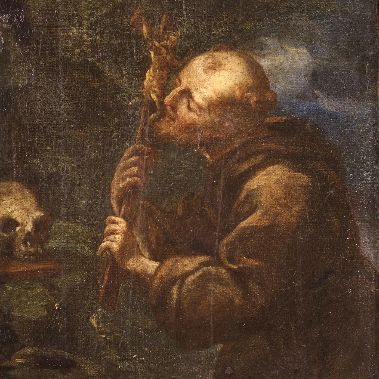 Spanish painting Saint Francis, 17th century 1
