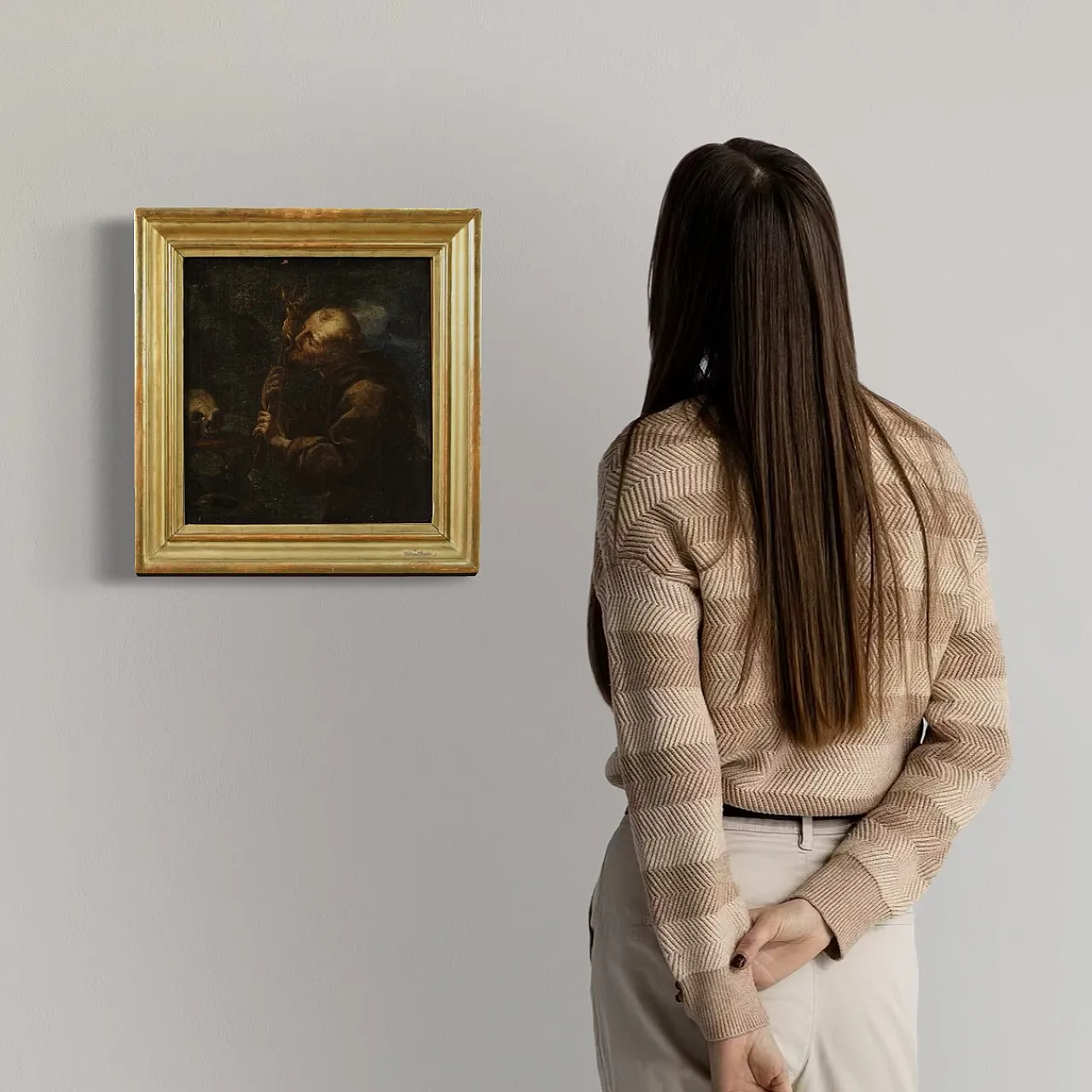 Spanish painting Saint Francis, 17th century 4