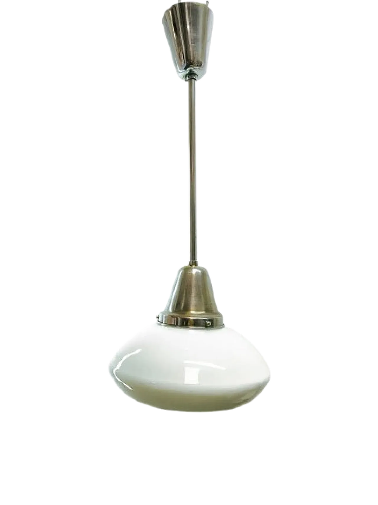 Lampada a sospensione in vetro opalino bianco, anni '50 13