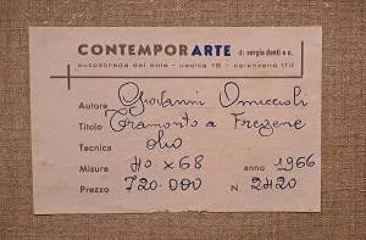 Tramonto a Fregene di Giovanni Omiccioli, olio su tela, anni '60 1