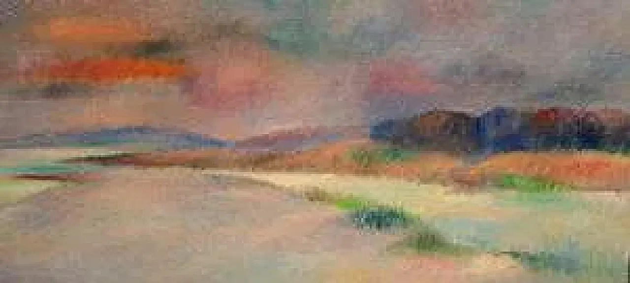 Tramonto a Fregene di Giovanni Omiccioli, olio su tela, anni '60 4