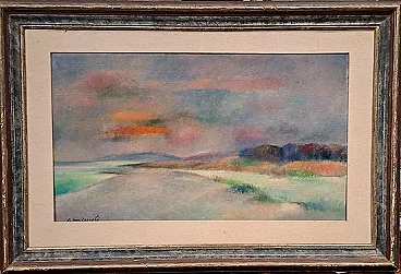 Tramonto a Fregene di Giovanni Omiccioli, olio su tela, anni '60