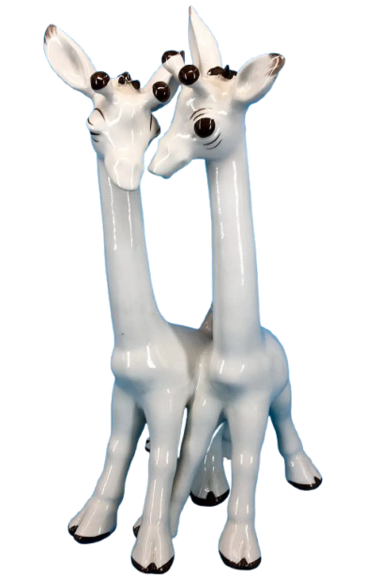 Painted ceramic sculpture, pair of giraffes, 1950s 3