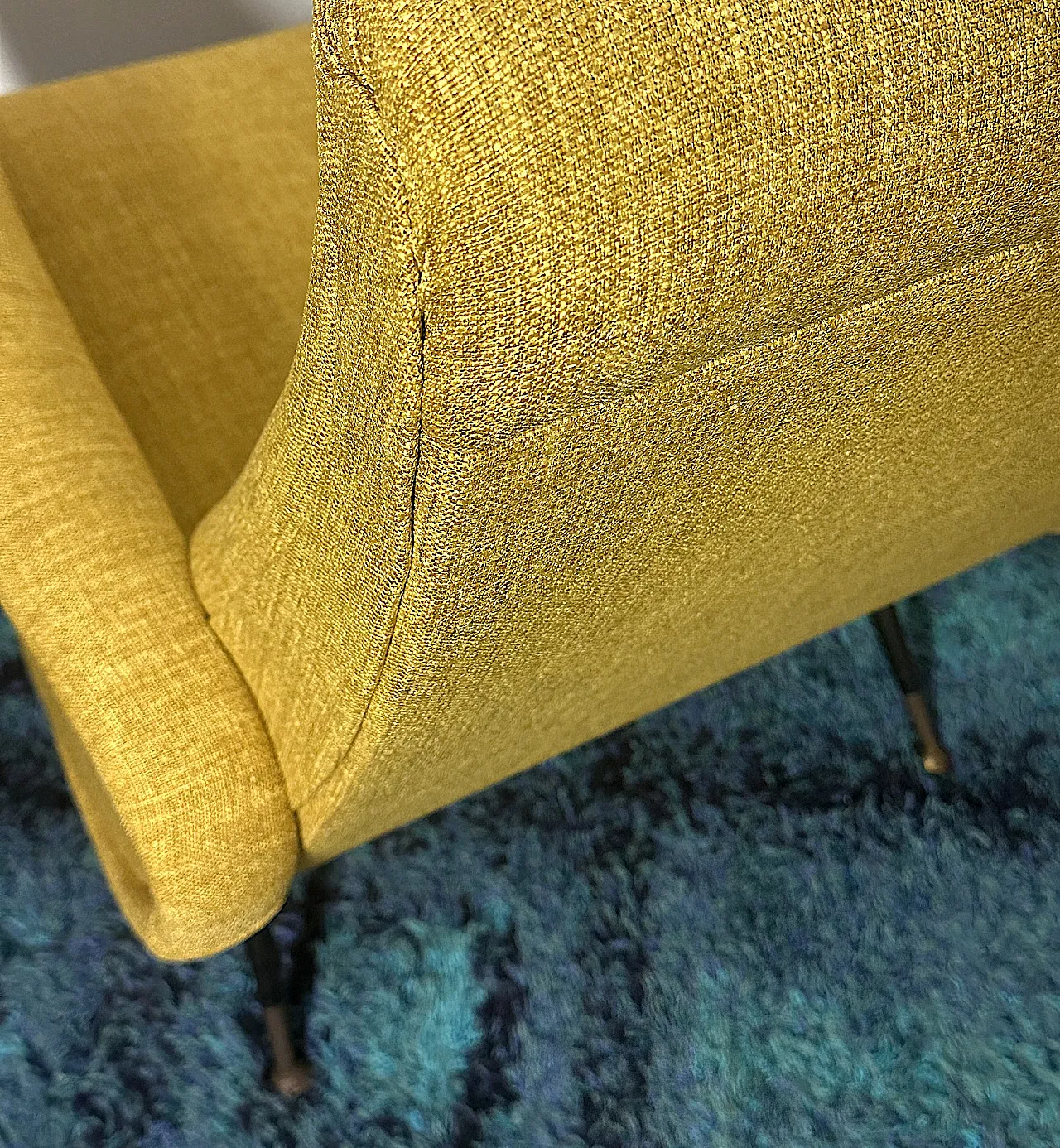 Pair of yellow armchairs Marco Zanuso style, 1950s 8