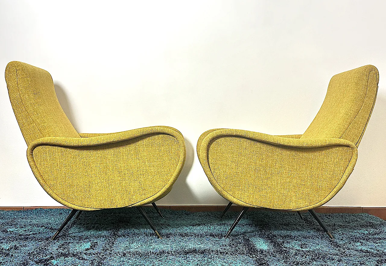 Pair of yellow armchairs Marco Zanuso style, 1950s 9