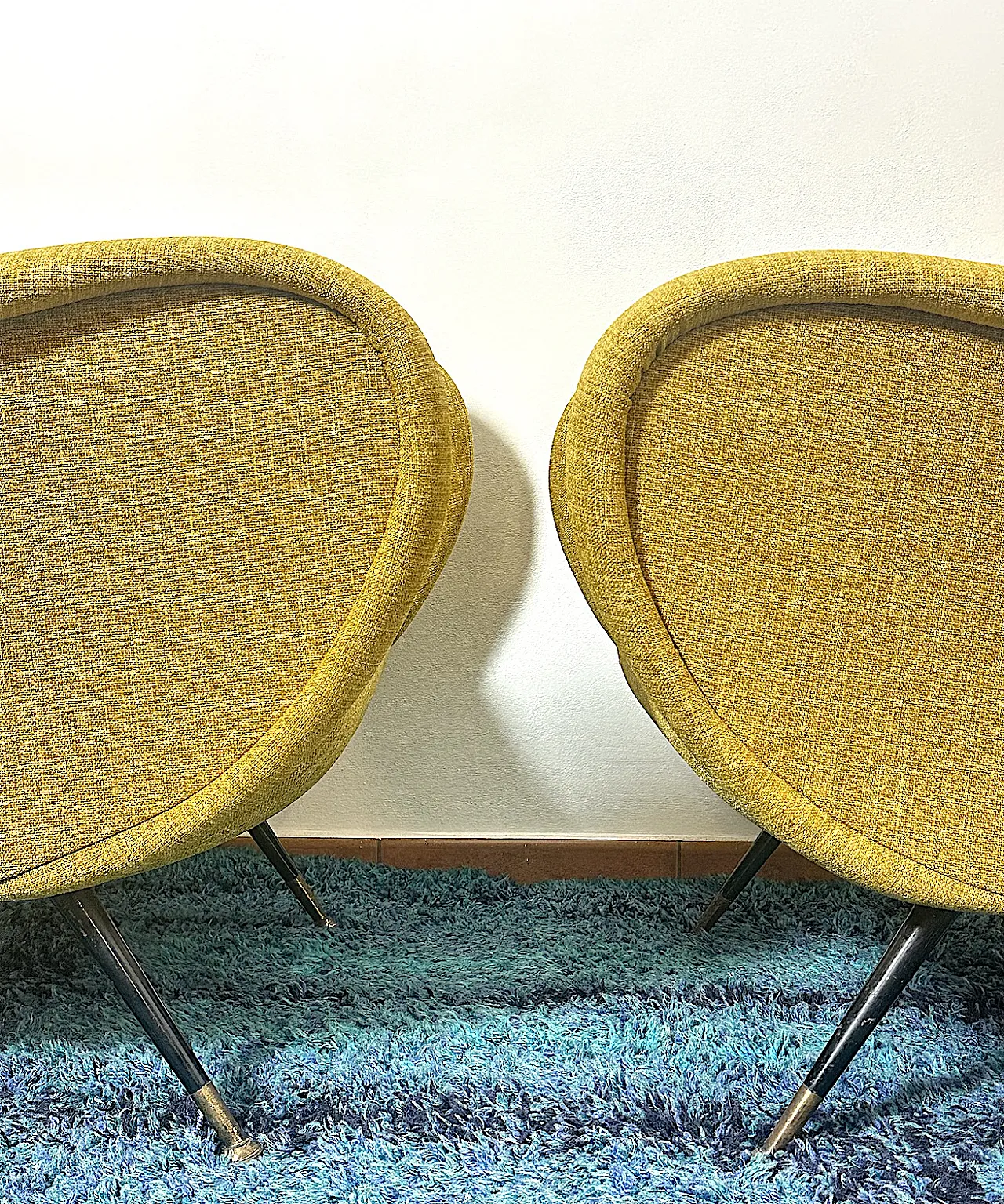 Pair of yellow armchairs Marco Zanuso style, 1950s 10