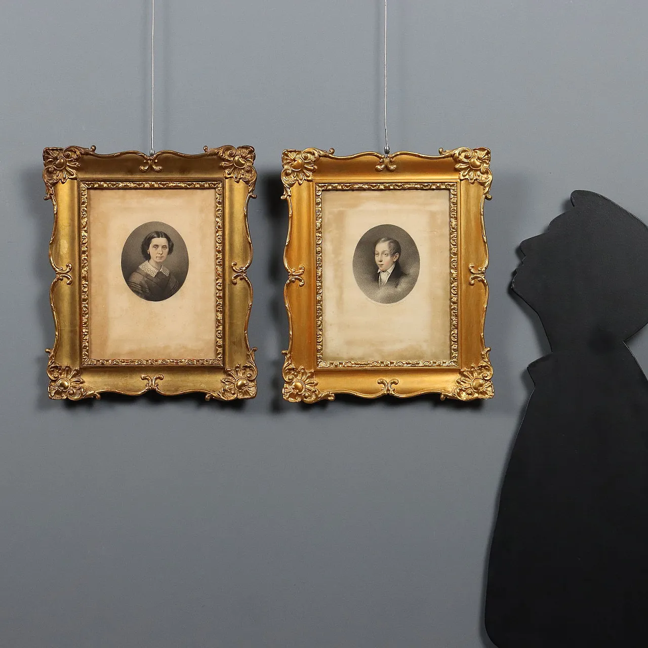 Cesari Ferreri, coppia di ritratti, pastelli su carta, '800 2