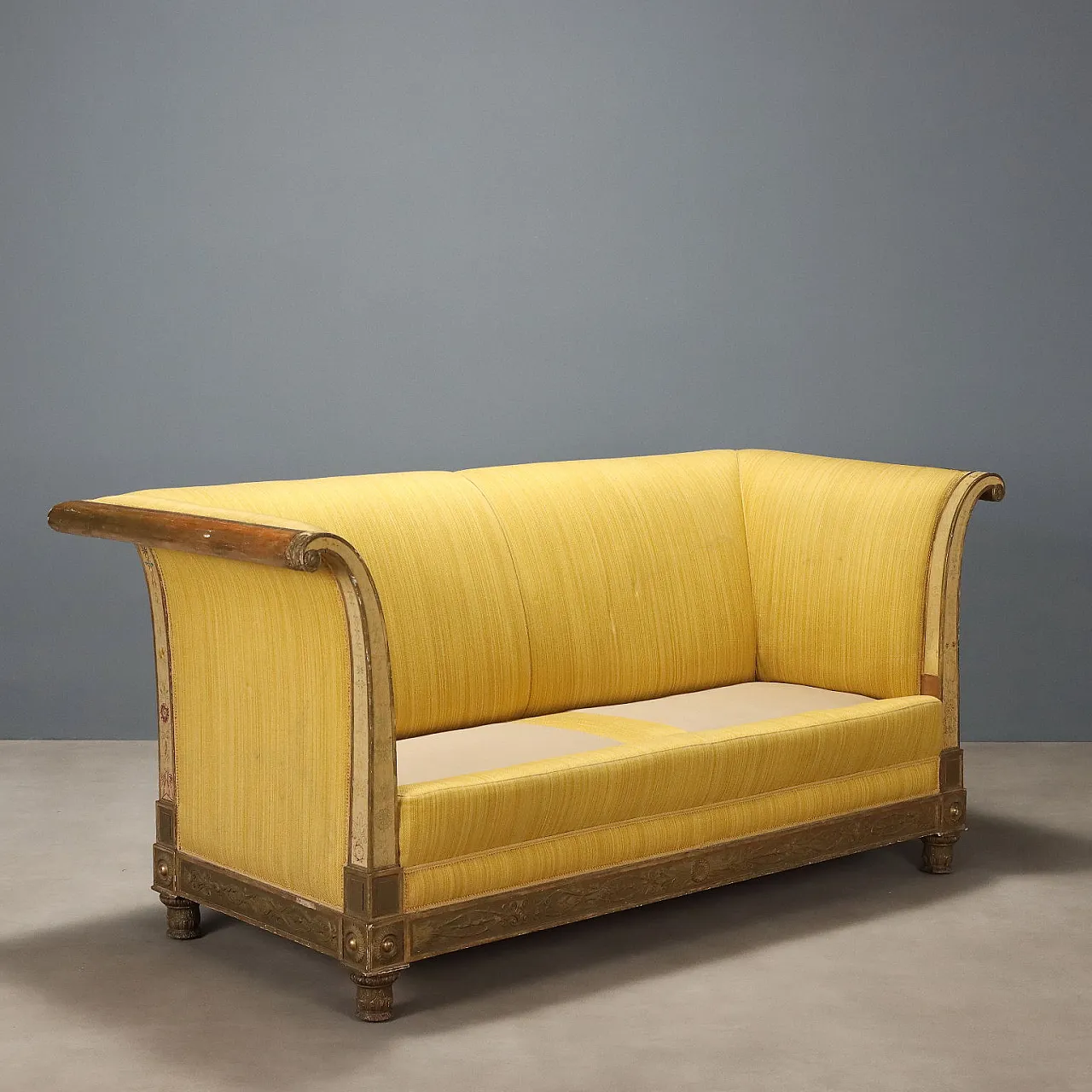 Open-back sofa in carved and gilded wood, late 19th century 1