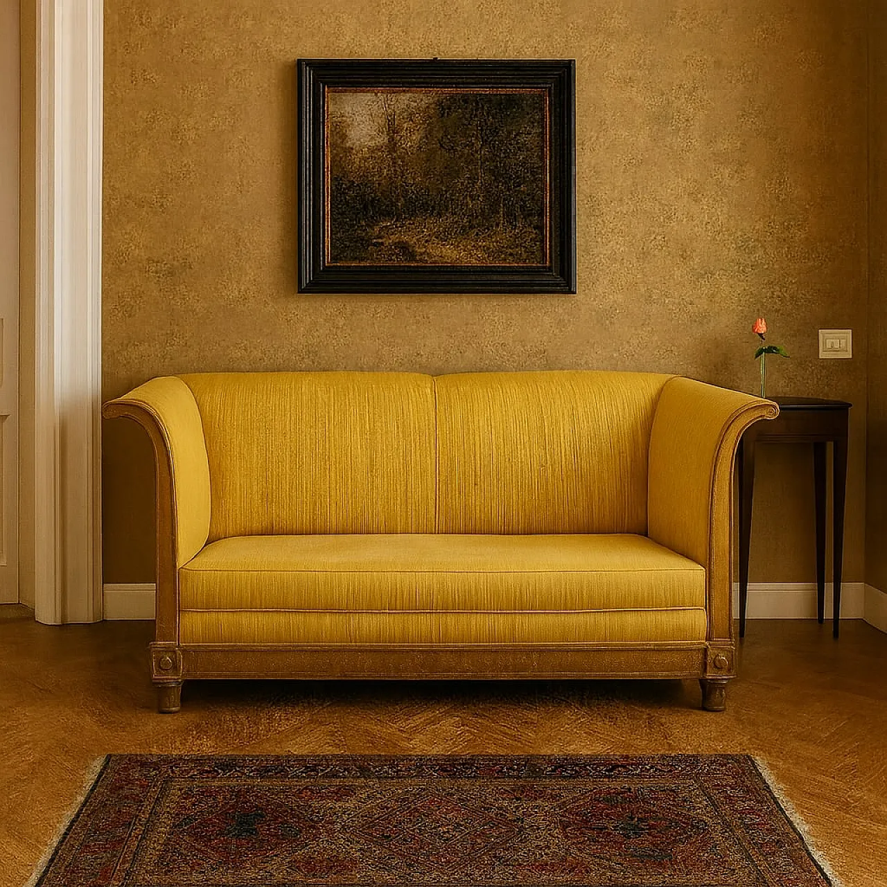 Open-back sofa in carved and gilded wood, late 19th century 2