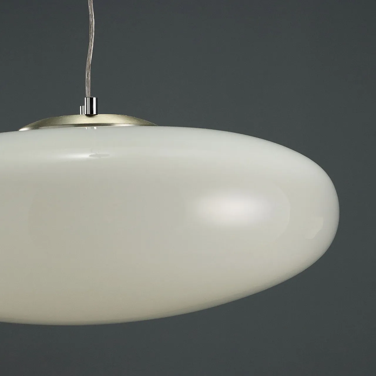 Chandelier with glass diffuser and aluminum frame, 20th century 5