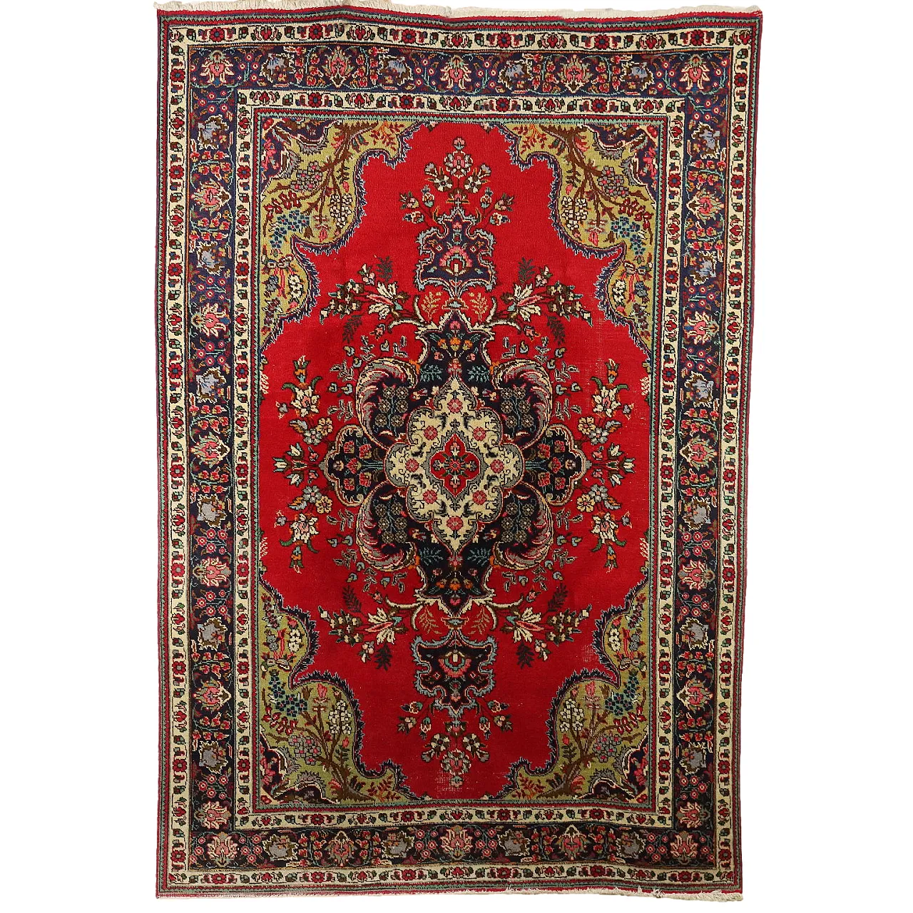 Tappeto Tabriz in cotone e lana con nodo sottile, fine '900 1
