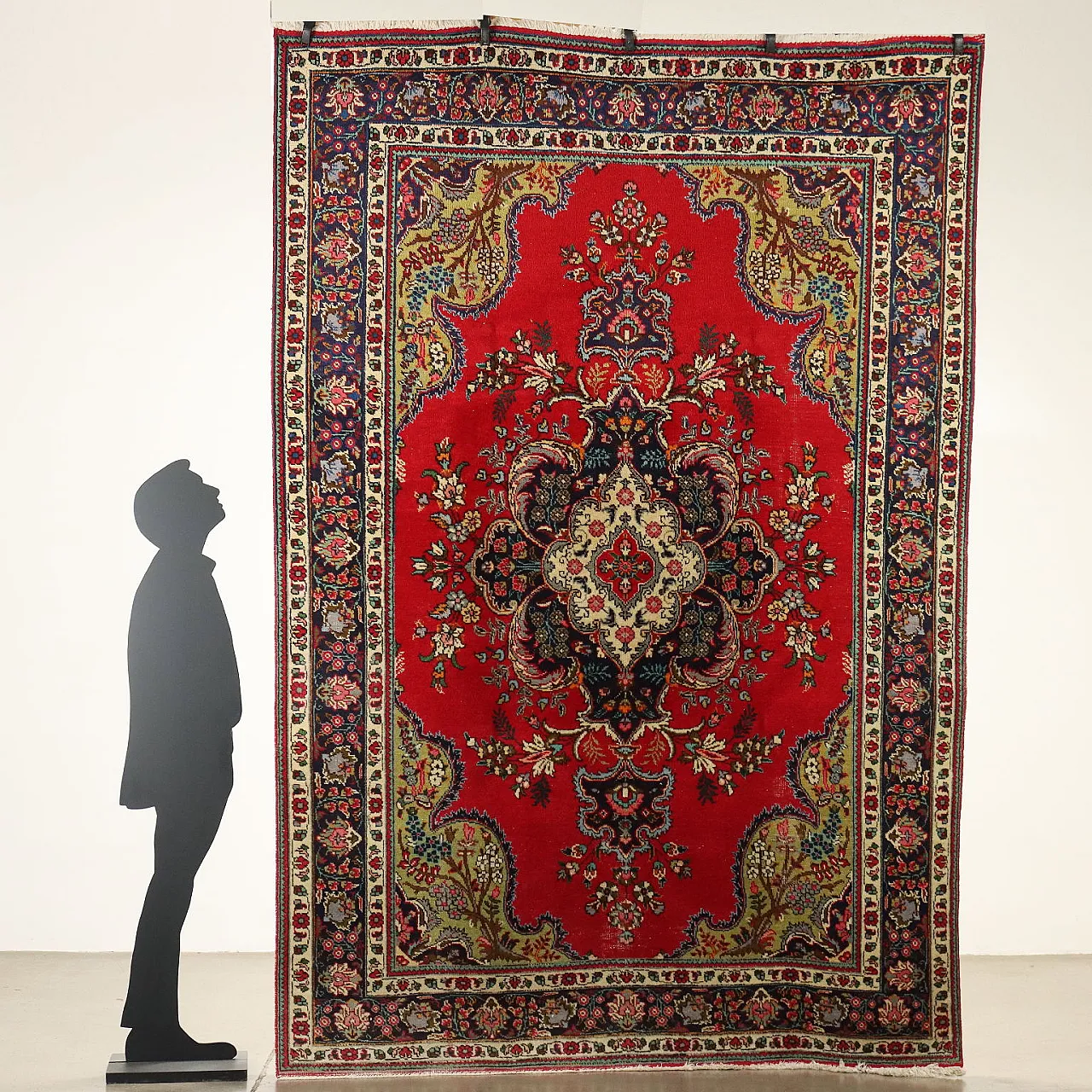 Tappeto Tabriz in cotone e lana con nodo sottile, fine '900 2