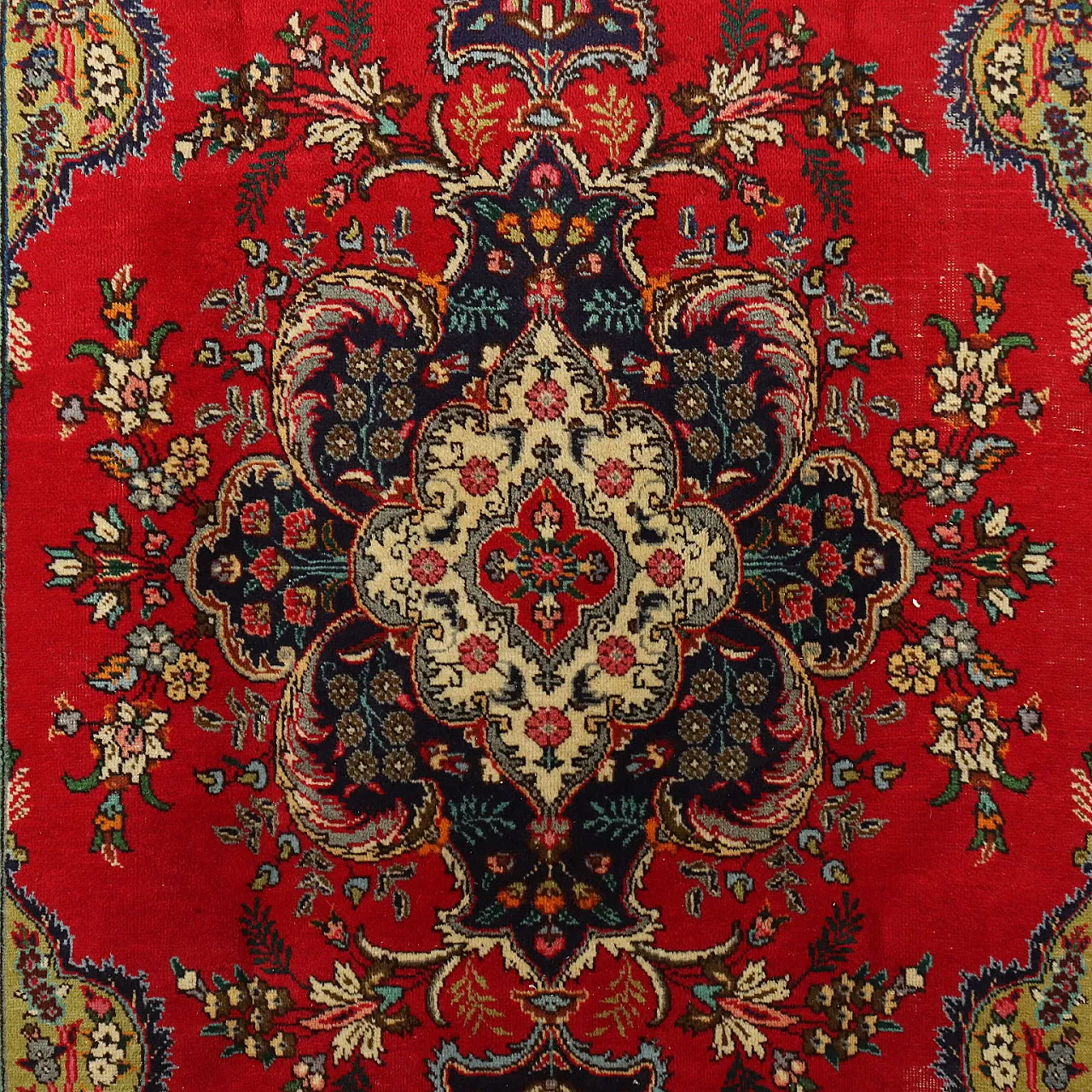 Tappeto Tabriz in cotone e lana con nodo sottile, fine '900 3