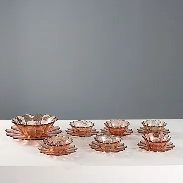 Servizio da dessert e macedonia in vetro, decorato in argento, '900
