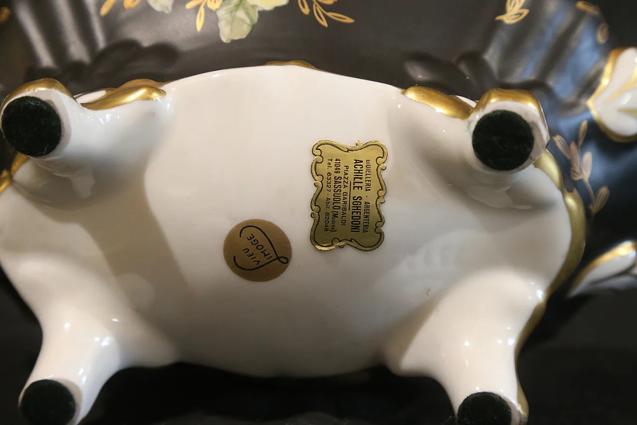 Black and gold Vieux Limoges porcelain bon bon jewelry box, 1960s 13