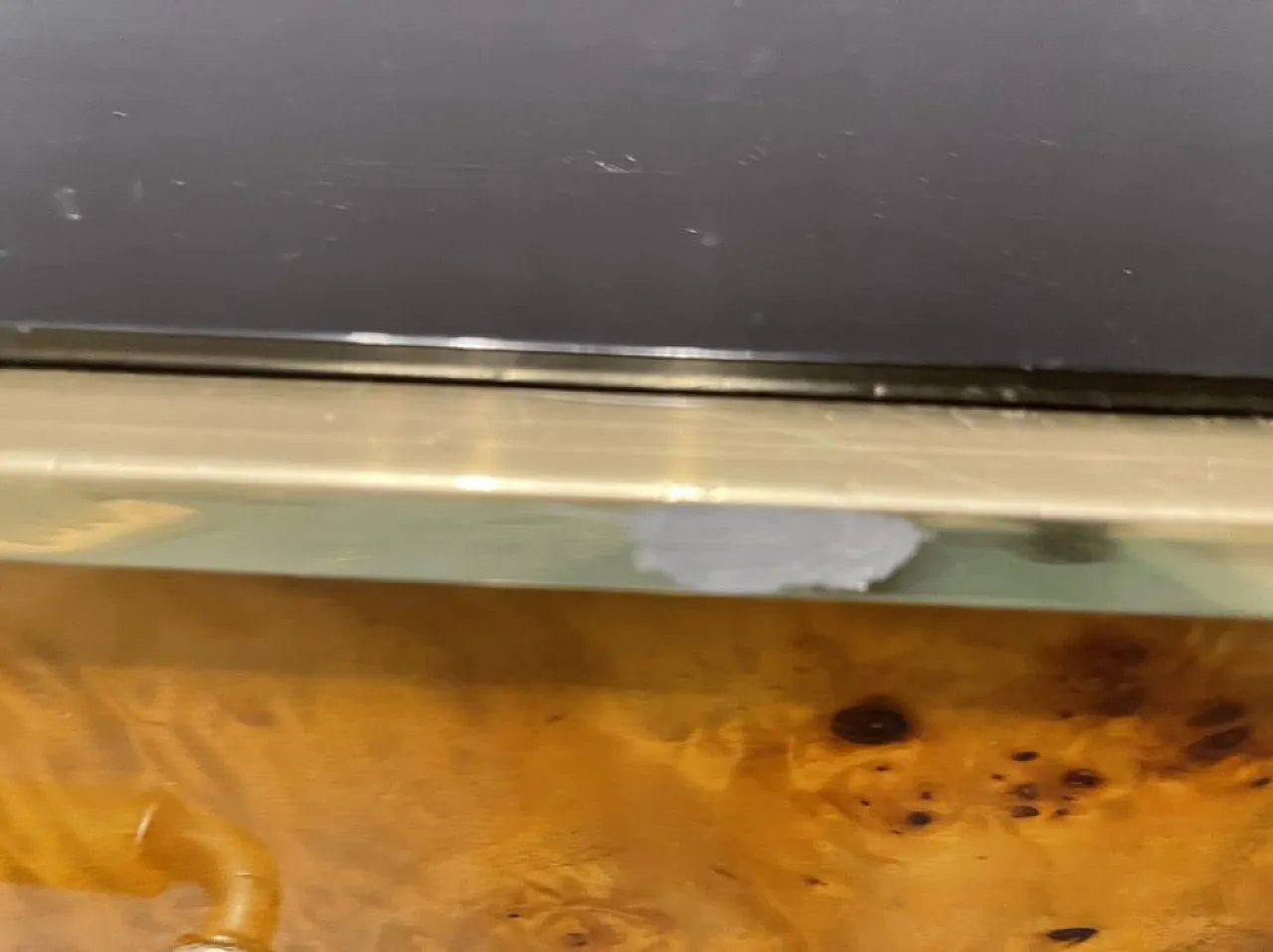 Modular wood and brass veneer console, 1950 3