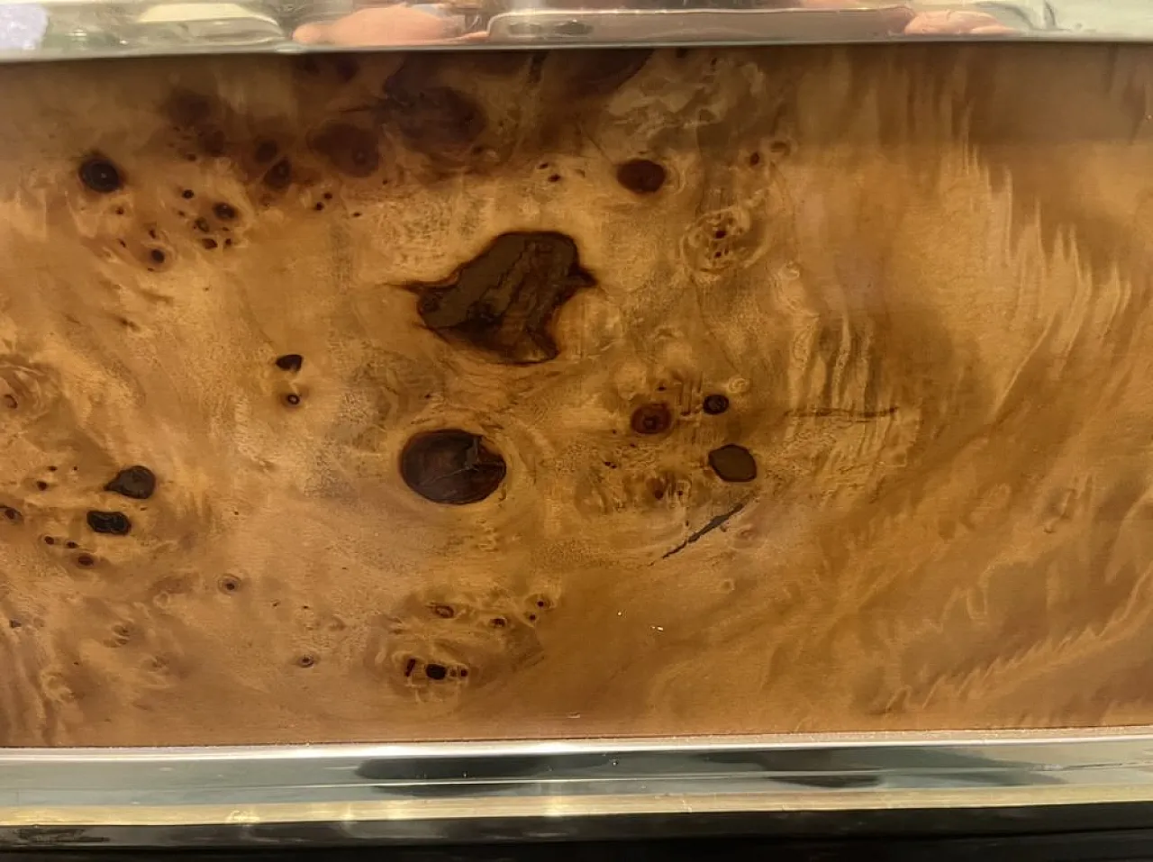 Modular wood and brass veneer console, 1950 6