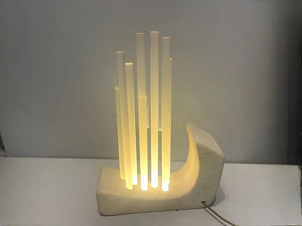 Acrylic stone table lamp, 1980s 3