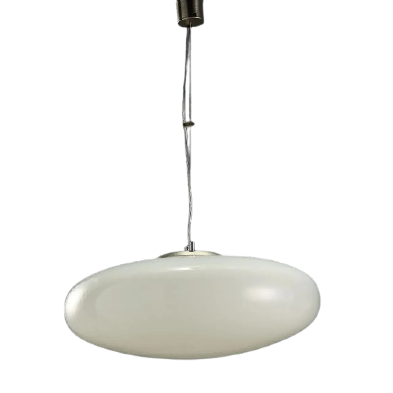 Chandelier with glass diffuser and aluminum frame, 20th century 9