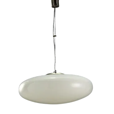 Chandelier with glass diffuser and aluminum frame, 20th century