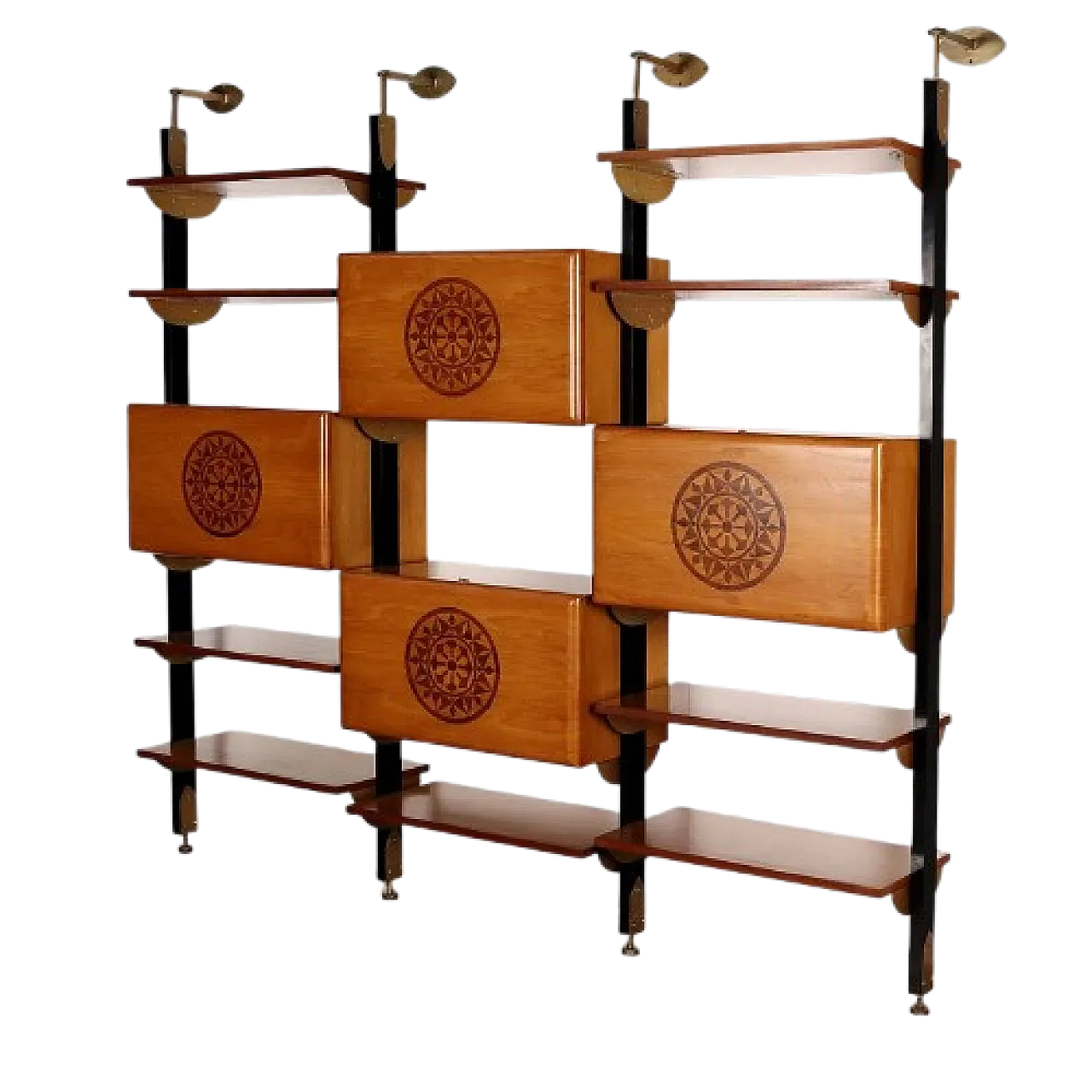 Stained wood and enameled metal bookcase, 20th century 12