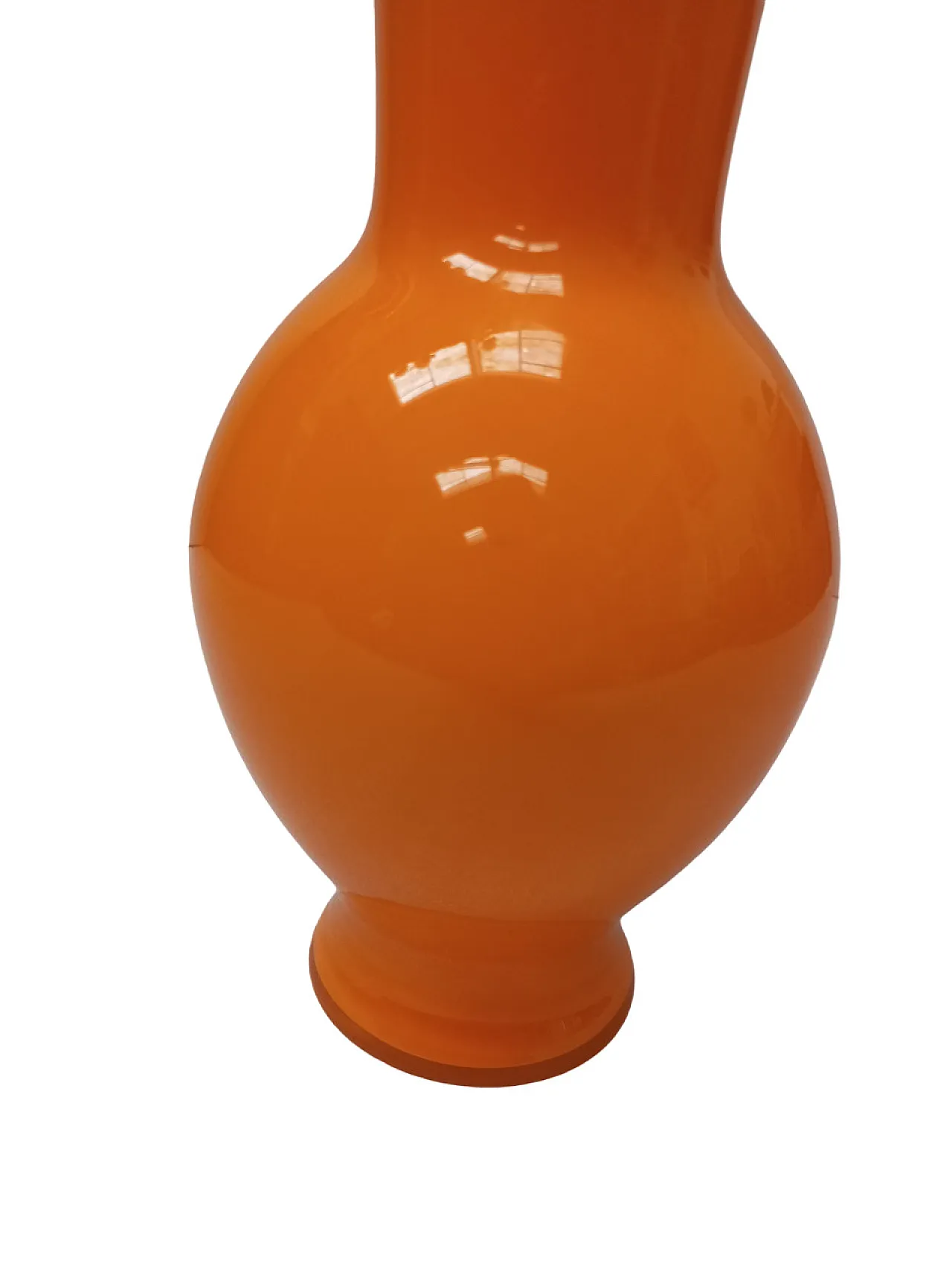 Barovier and Toso orange vase with label "B.A.G" 1980s 4