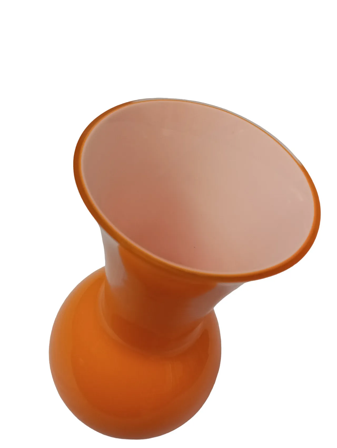 Barovier and Toso orange vase with label "B.A.G" 1980s 8