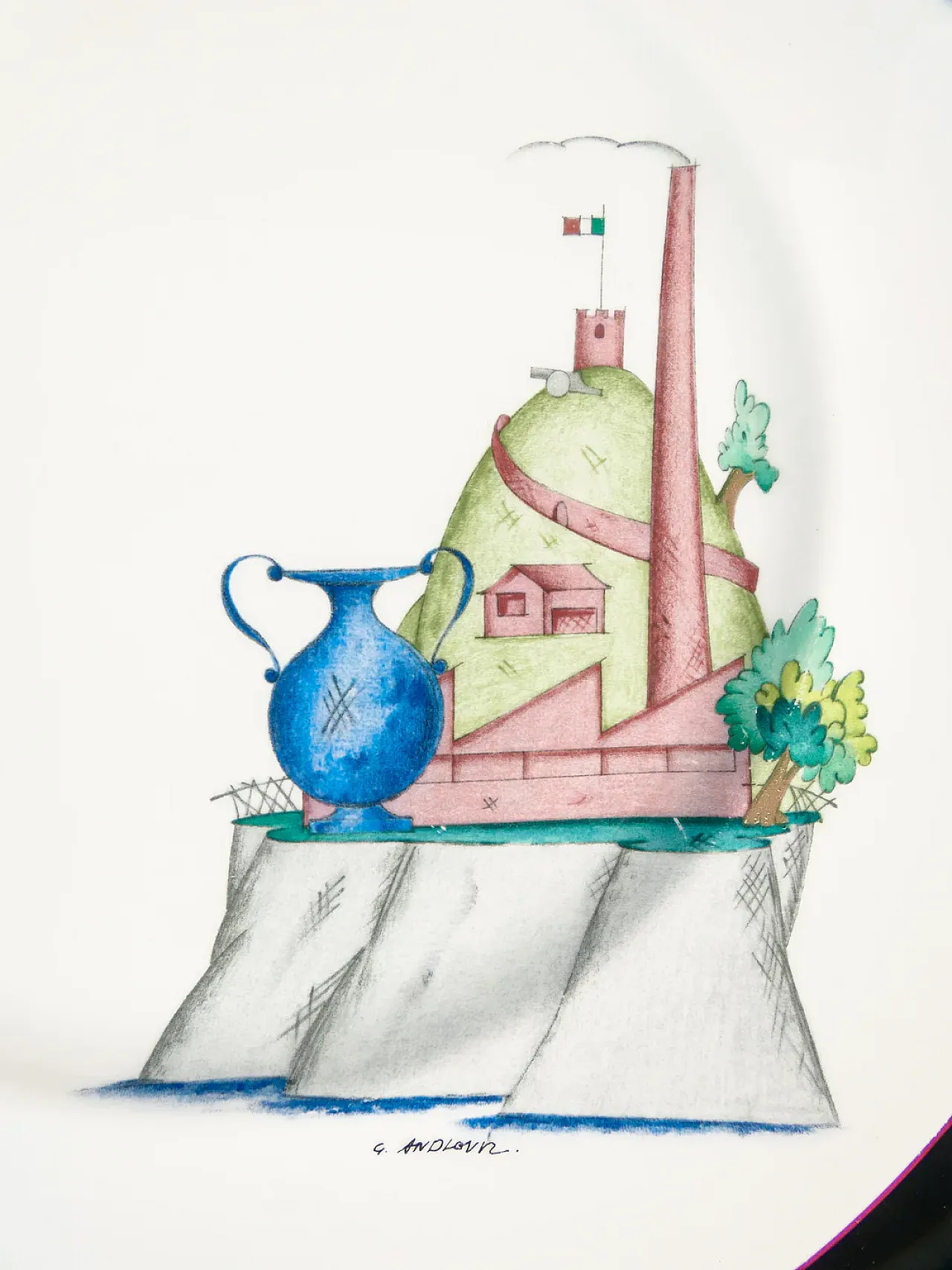 Porcelain plate by Guido Andlovitz for Richard Ginori, 1990s 5