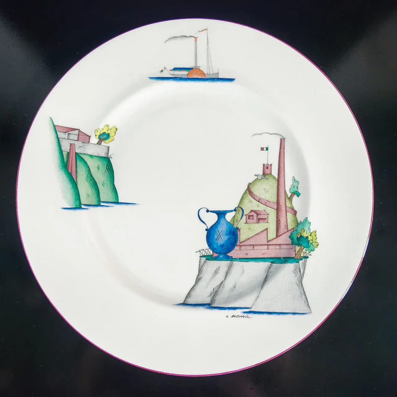 Porcelain plate by Guido Andlovitz for Richard Ginori, 1990s 8