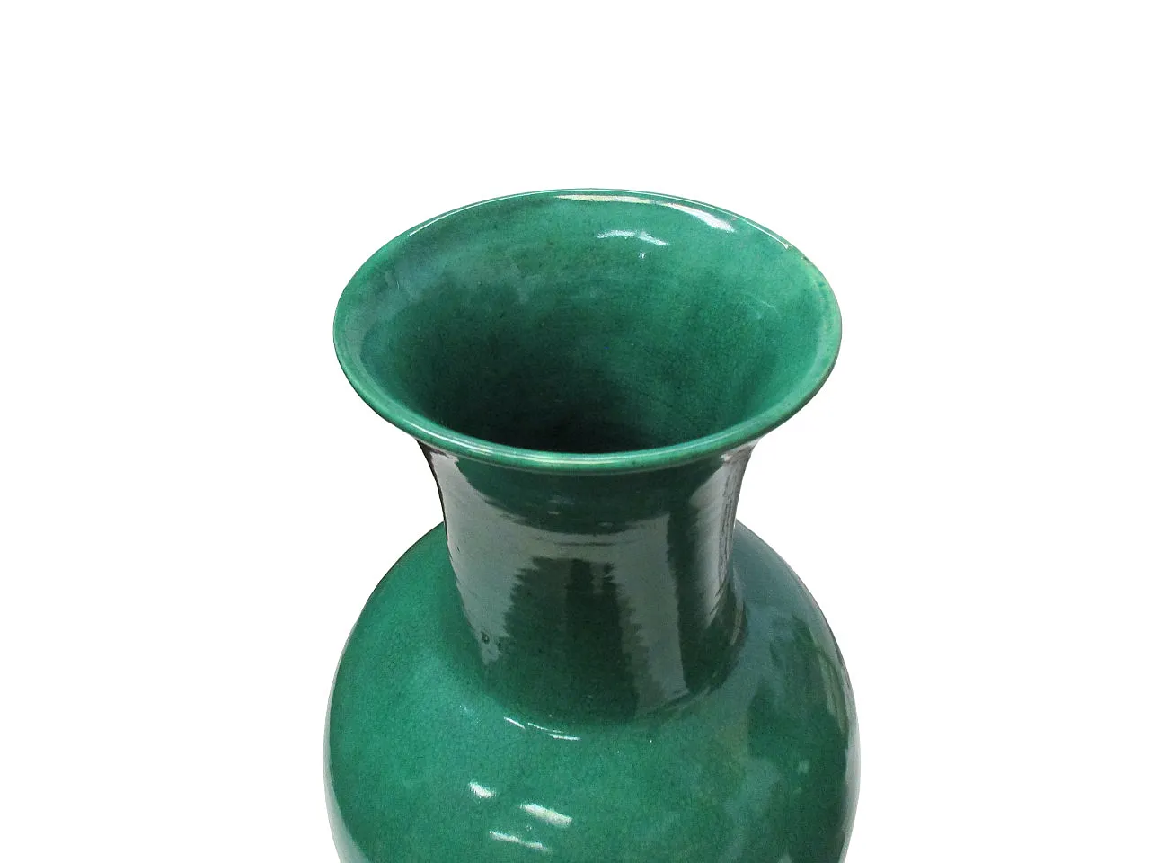 Pair of Chinese vases in single-color green porcelain, 19th century 5