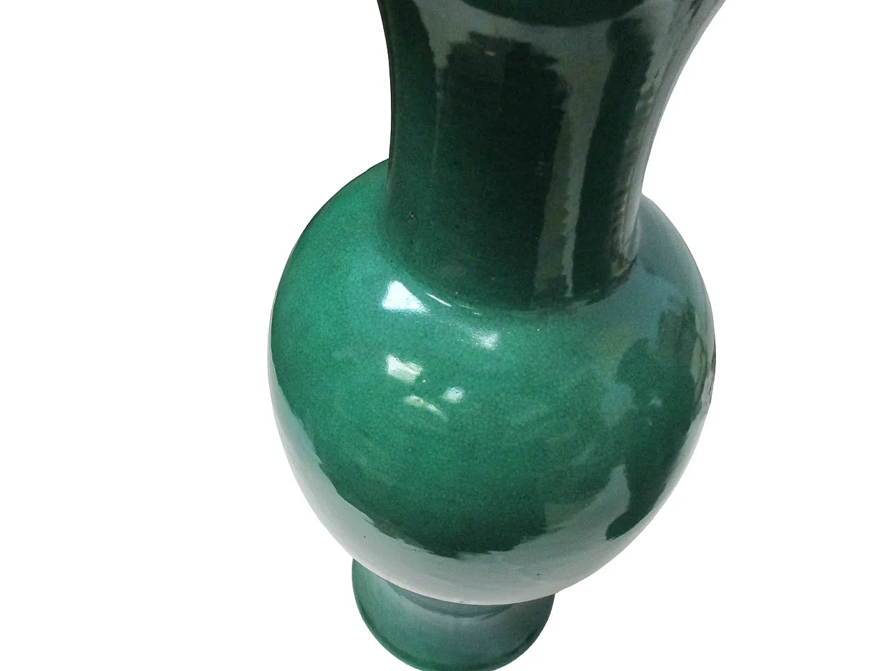 Pair of Chinese vases in single-color green porcelain, 19th century 6