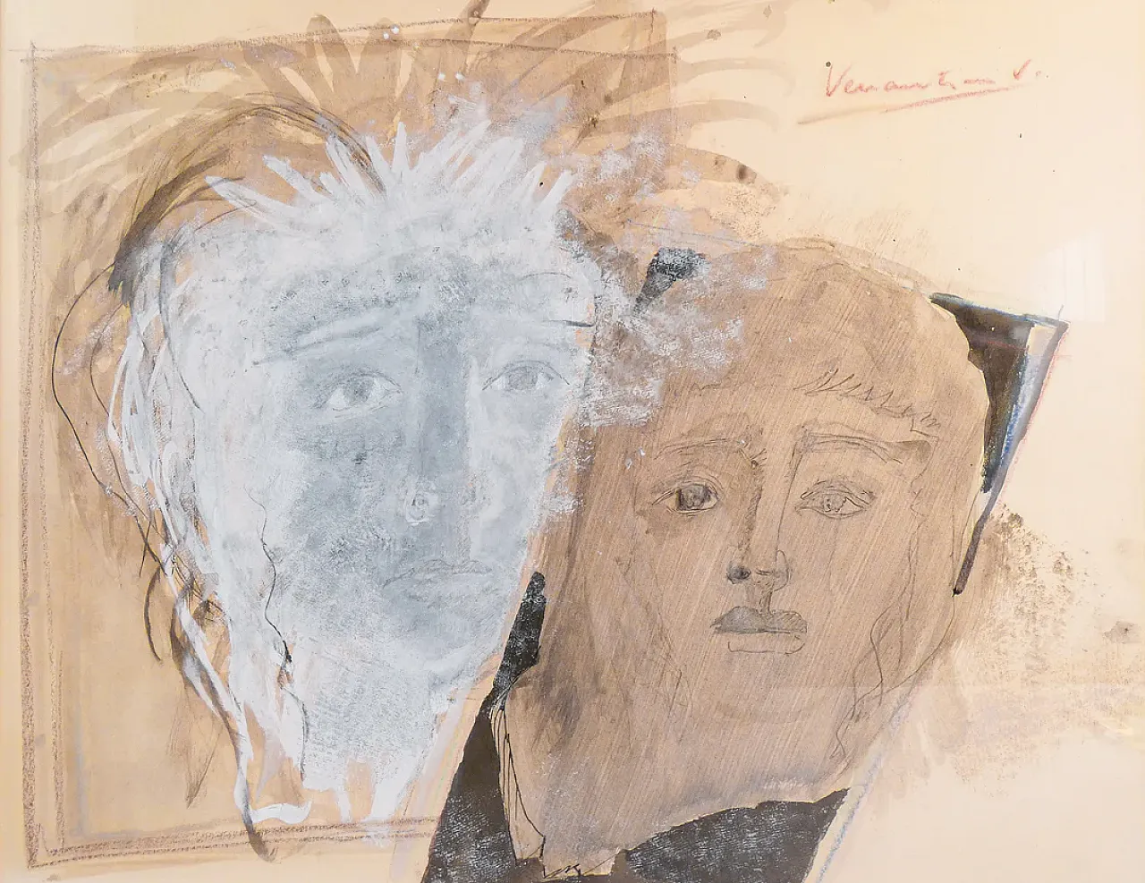 Couple of Young Lovers, oil on canvas, early 20th century 4