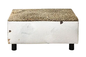 Wooden pouf covered in cowhide, 20th century