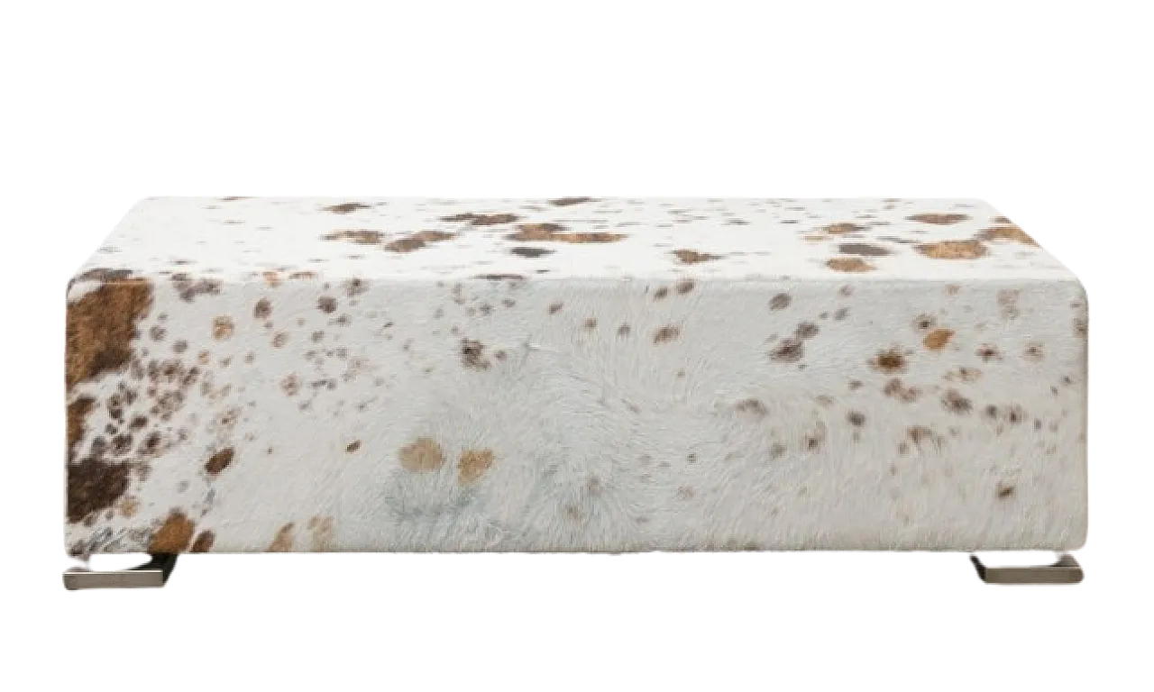 Large metal ottoman covered in cowhide, 20th century 10