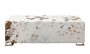 Large metal ottoman covered in cowhide, 20th century