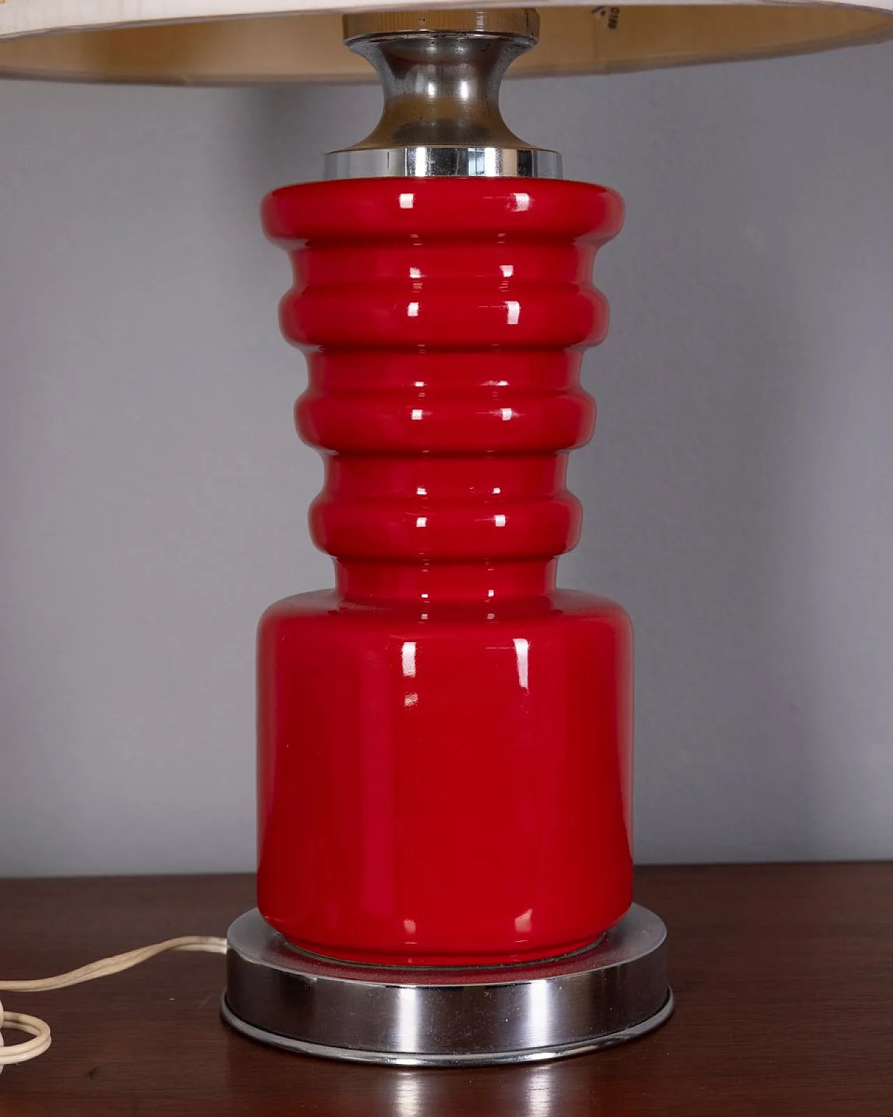 Red ceramic table lamp, 1970s 3