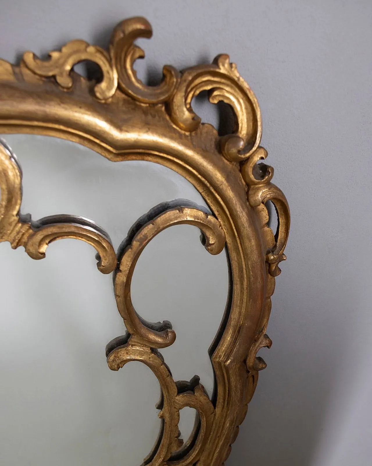 Specchio da parete in stile barocco in legno dorato, fine '800 10