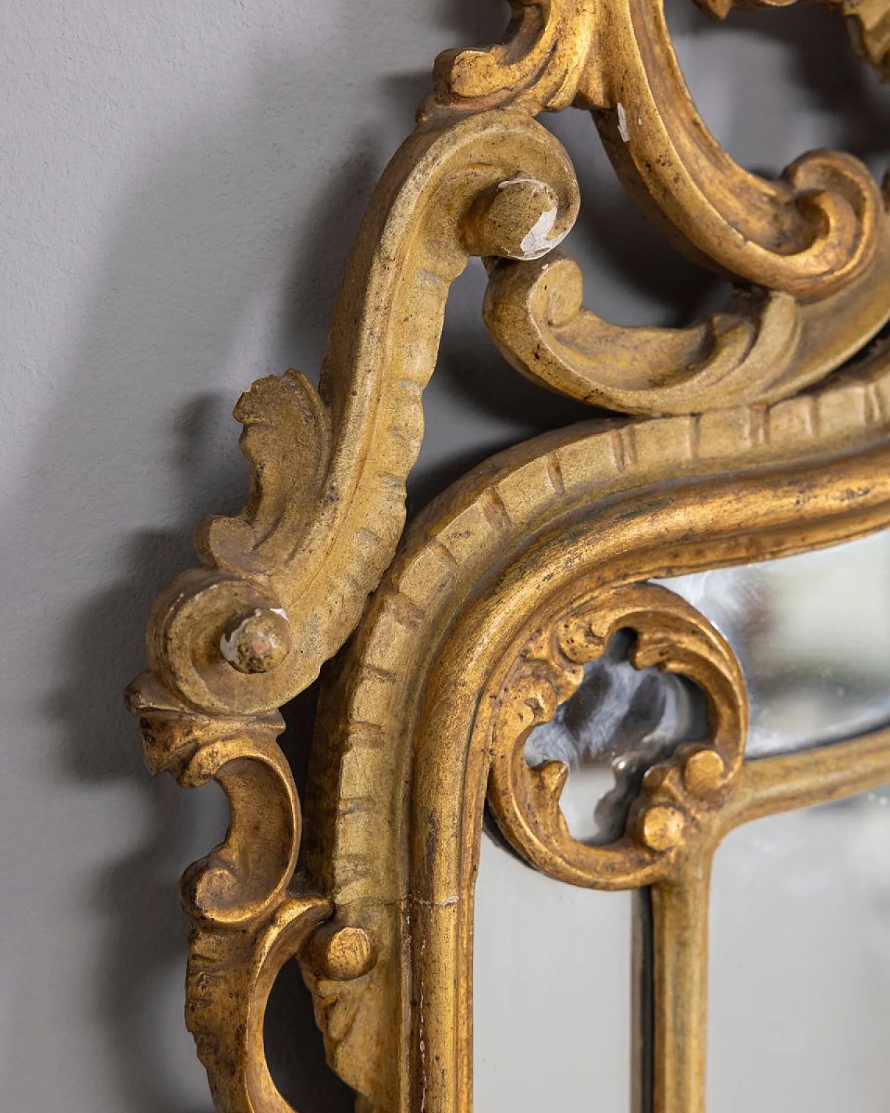Specchio da parete in stile barocco in legno dorato, fine '800 12