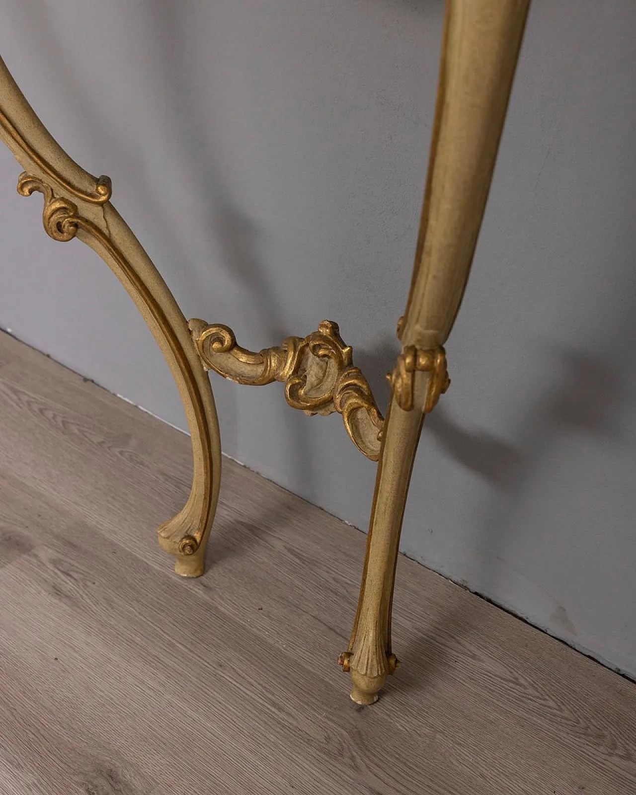 Consolle da parete in stile barocco in legno dorato e onice, fine '800 8