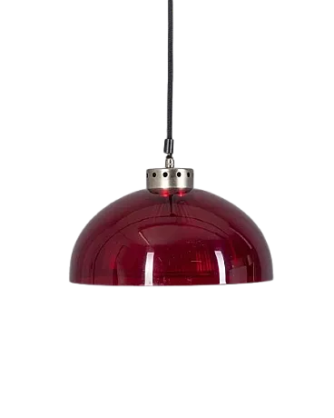 Red acrylic glass pendant lamp, 1980s