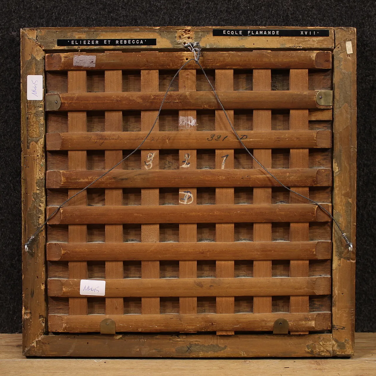 Flemish painting on wood, Rebecca at the well, 17th century 9