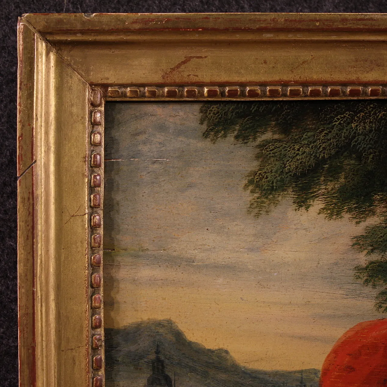 Flemish painting on wood, Rebecca at the well, 17th century 10