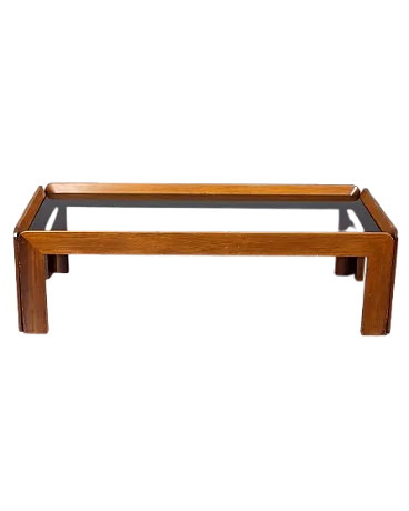 Wood and glass coffee table by Afra and Tobia Scarpa, 1970s