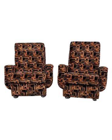 Pair of velvet lounge chairs, 1970s