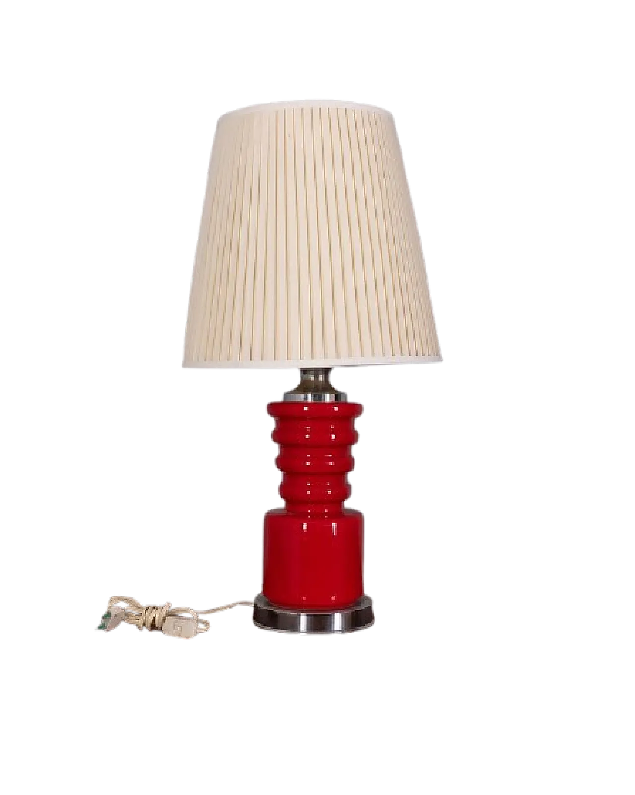 Red ceramic table lamp, 1970s 7