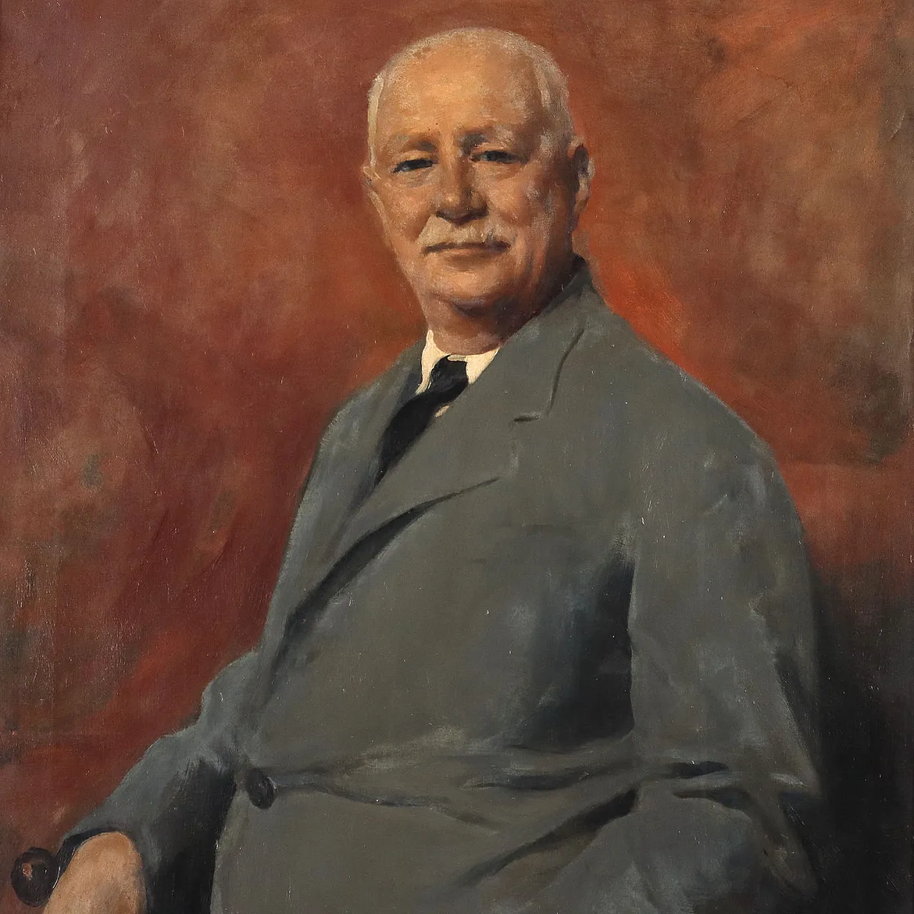 Ritratto di un uomo elegante e dignitoso, olio su tela, '900 3