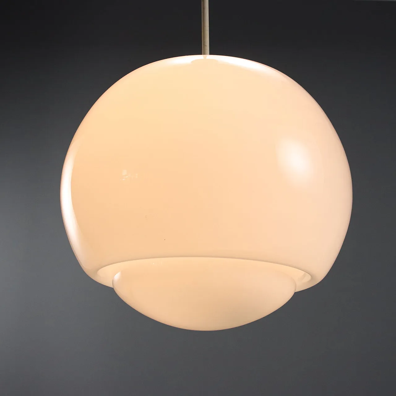 Plafoniera con diffusore in vetro bianco, '900 3